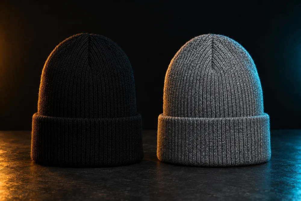 The Small Batch beanie in black and in grey